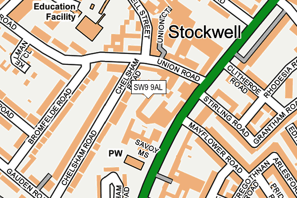 SW9 9AL map - OS OpenMap – Local (Ordnance Survey)