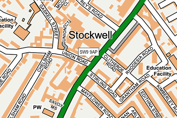 SW9 9AP map - OS OpenMap – Local (Ordnance Survey)