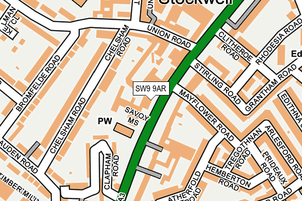 SW9 9AR map - OS OpenMap – Local (Ordnance Survey)