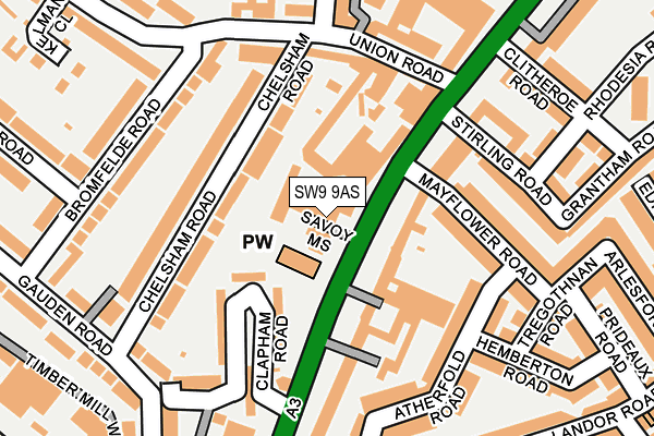 SW9 9AS map - OS OpenMap – Local (Ordnance Survey)