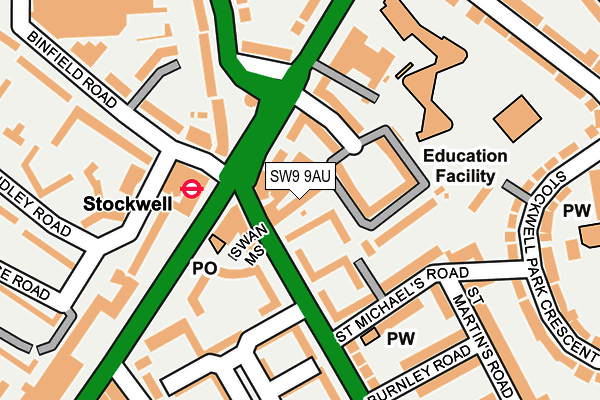 SW9 9AU map - OS OpenMap – Local (Ordnance Survey)