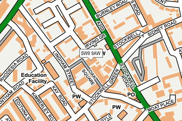 SW9 9AW map - OS OpenMap – Local (Ordnance Survey)