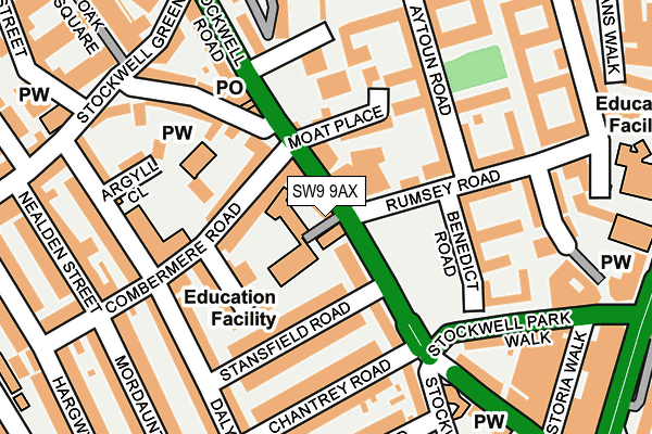 SW9 9AX map - OS OpenMap – Local (Ordnance Survey)