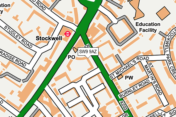 SW9 9AZ map - OS OpenMap – Local (Ordnance Survey)