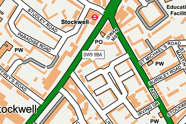 SW9 9BA map - OS OpenMap – Local (Ordnance Survey)