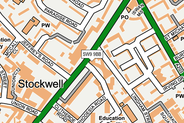 SW9 9BB map - OS OpenMap – Local (Ordnance Survey)