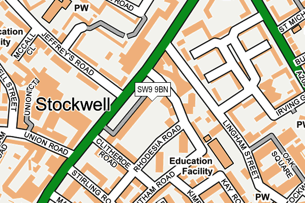 SW9 9BN map - OS OpenMap – Local (Ordnance Survey)