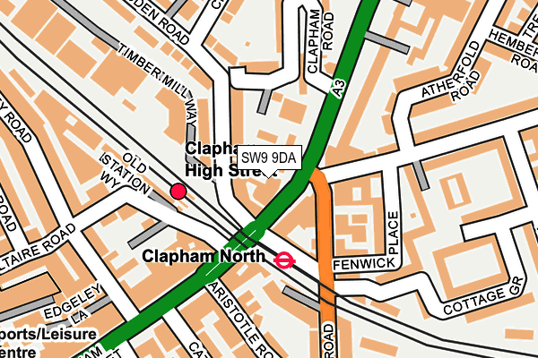 SW9 9DA map - OS OpenMap – Local (Ordnance Survey)