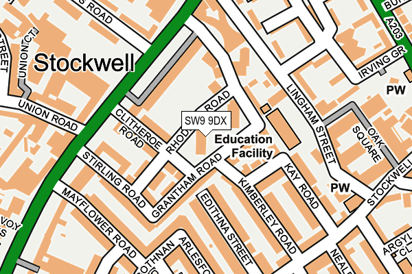 SW9 9DX map - OS OpenMap – Local (Ordnance Survey)