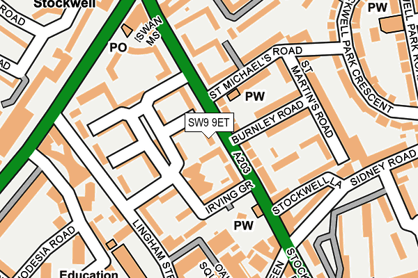 SW9 9ET map - OS OpenMap – Local (Ordnance Survey)