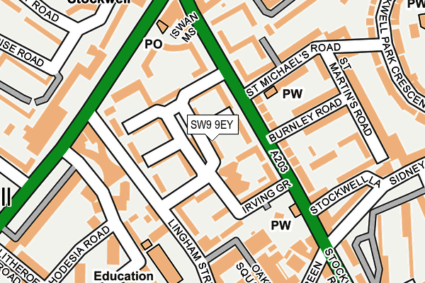 SW9 9EY map - OS OpenMap – Local (Ordnance Survey)