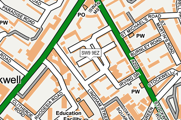 SW9 9EZ map - OS OpenMap – Local (Ordnance Survey)