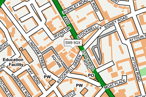 SW9 9GX map - OS OpenMap – Local (Ordnance Survey)