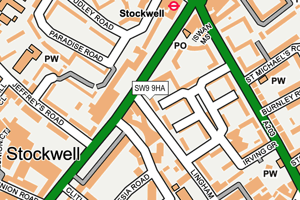 SW9 9HA map - OS OpenMap – Local (Ordnance Survey)