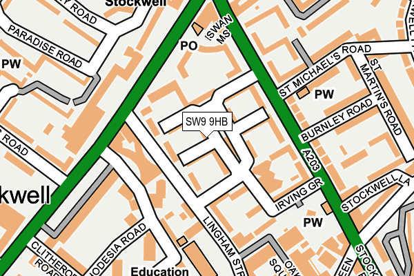 SW9 9HB map - OS OpenMap – Local (Ordnance Survey)