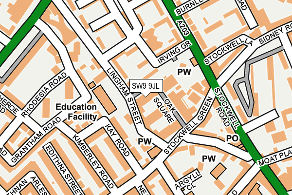 SW9 9JL map - OS OpenMap – Local (Ordnance Survey)