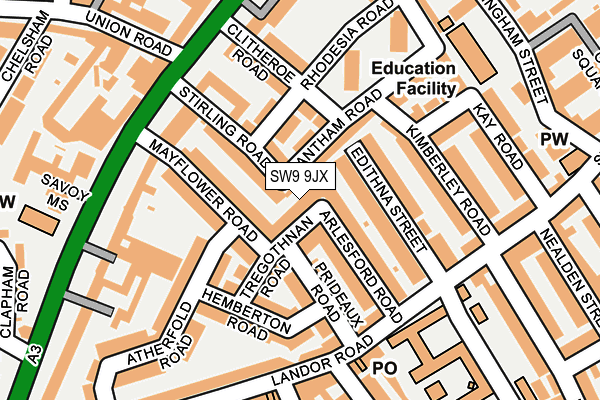 SW9 9JX map - OS OpenMap – Local (Ordnance Survey)