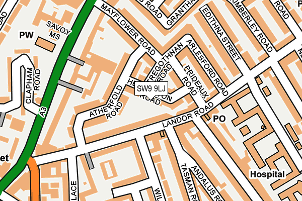 SW9 9LJ map - OS OpenMap – Local (Ordnance Survey)