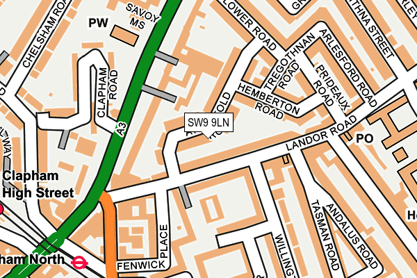 SW9 9LN map - OS OpenMap – Local (Ordnance Survey)