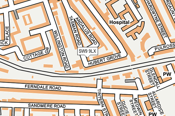 SW9 9LX map - OS OpenMap – Local (Ordnance Survey)