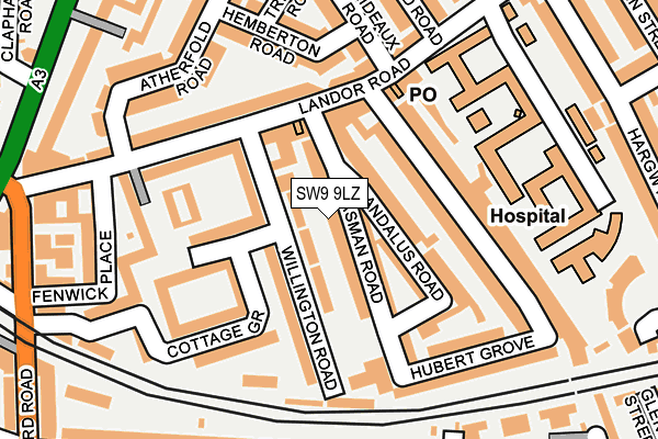 SW9 9LZ map - OS OpenMap – Local (Ordnance Survey)