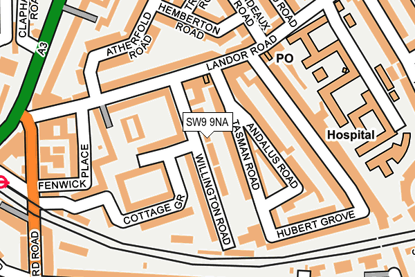 SW9 9NA map - OS OpenMap – Local (Ordnance Survey)