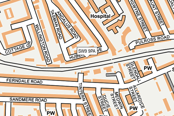 SW9 9PA map - OS OpenMap – Local (Ordnance Survey)