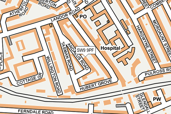 SW9 9PF map - OS OpenMap – Local (Ordnance Survey)