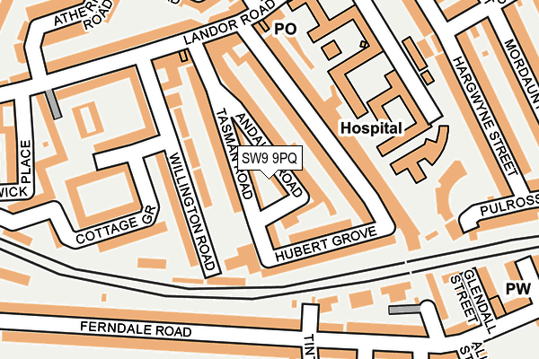 SW9 9PQ map - OS OpenMap – Local (Ordnance Survey)