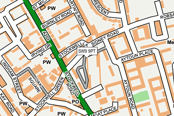 SW9 9PT map - OS OpenMap – Local (Ordnance Survey)
