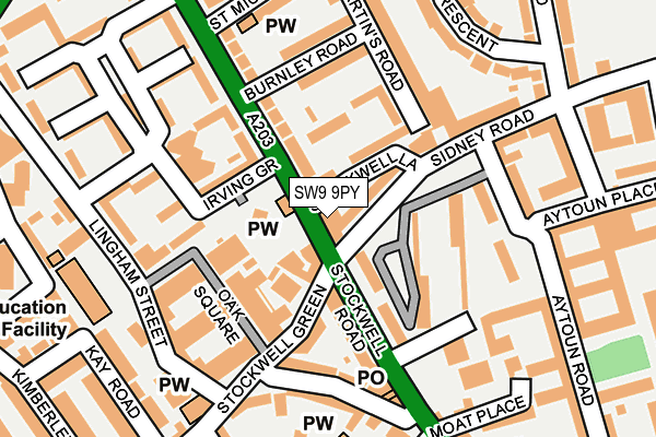 SW9 9PY map - OS OpenMap – Local (Ordnance Survey)
