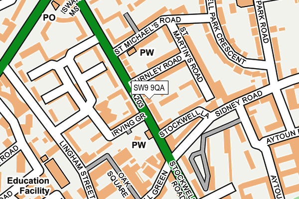 SW9 9QA map - OS OpenMap – Local (Ordnance Survey)