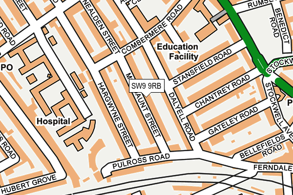 SW9 9RB map - OS OpenMap – Local (Ordnance Survey)