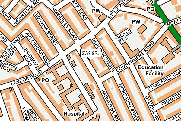 SW9 9RJ map - OS OpenMap – Local (Ordnance Survey)