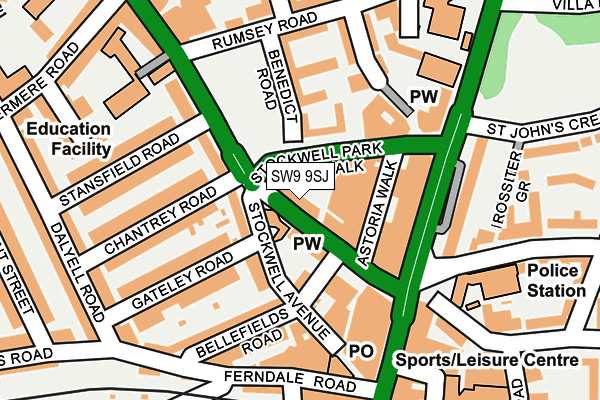 SW9 9SJ map - OS OpenMap – Local (Ordnance Survey)