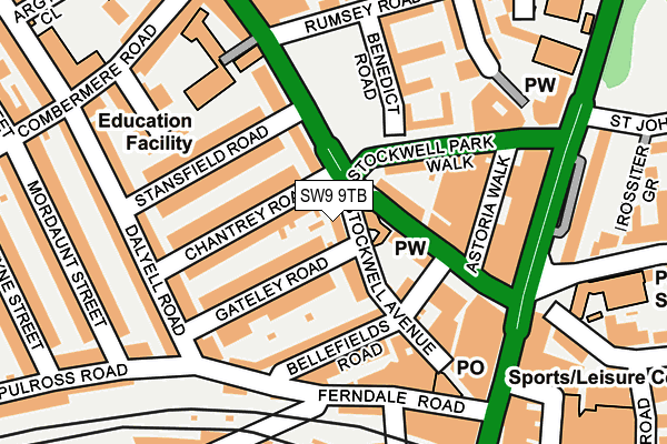 SW9 9TB map - OS OpenMap – Local (Ordnance Survey)