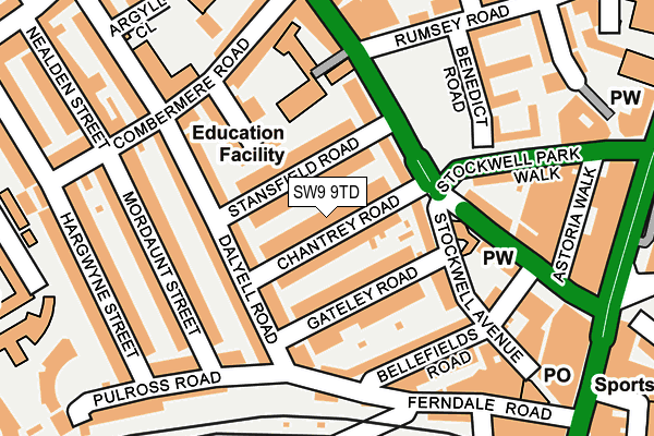 SW9 9TD map - OS OpenMap – Local (Ordnance Survey)