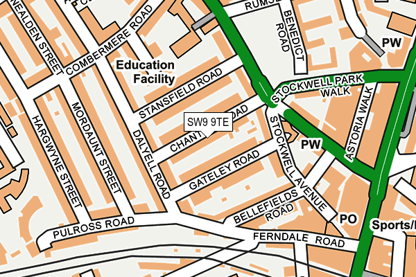 SW9 9TE map - OS OpenMap – Local (Ordnance Survey)