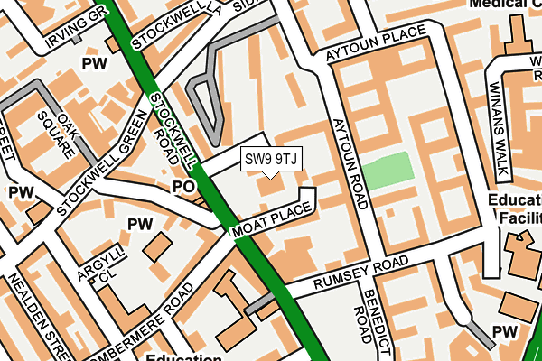 SW9 9TJ map - OS OpenMap – Local (Ordnance Survey)