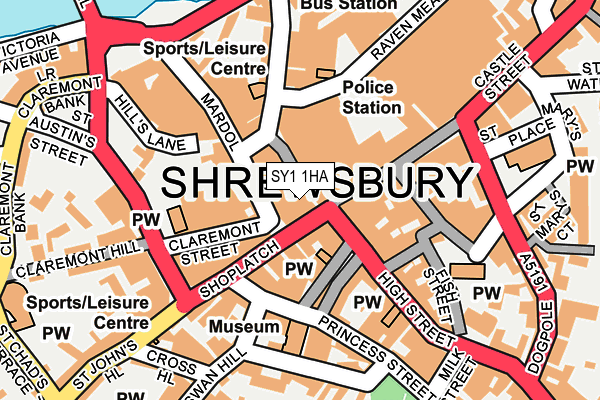 SY1 1HA map - OS OpenMap – Local (Ordnance Survey)