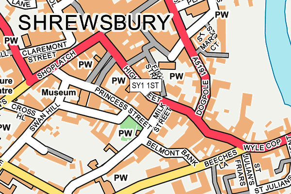 SY1 1ST map - OS OpenMap – Local (Ordnance Survey)