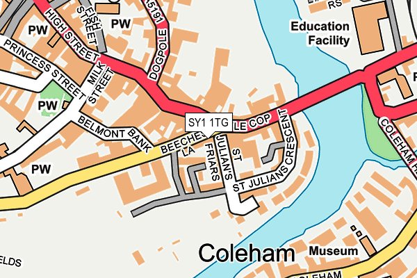 SY1 1TG map - OS OpenMap – Local (Ordnance Survey)