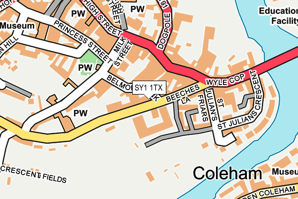 SY1 1TX map - OS OpenMap – Local (Ordnance Survey)