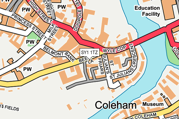 SY1 1TZ map - OS OpenMap – Local (Ordnance Survey)