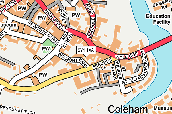 SY1 1XA map - OS OpenMap – Local (Ordnance Survey)