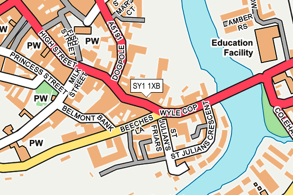 SY1 1XB map - OS OpenMap – Local (Ordnance Survey)