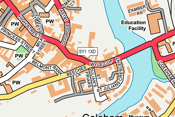 SY1 1XD map - OS OpenMap – Local (Ordnance Survey)