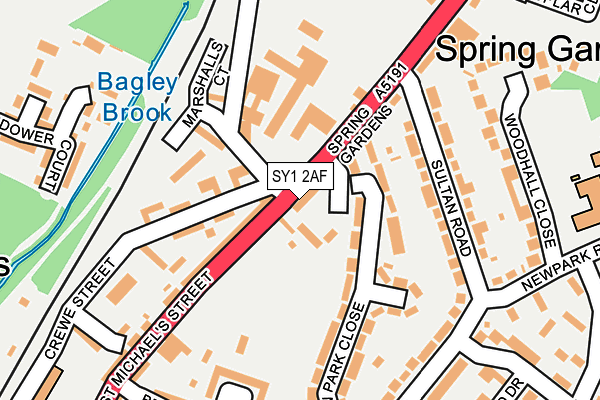 SY1 2AF map - OS OpenMap – Local (Ordnance Survey)