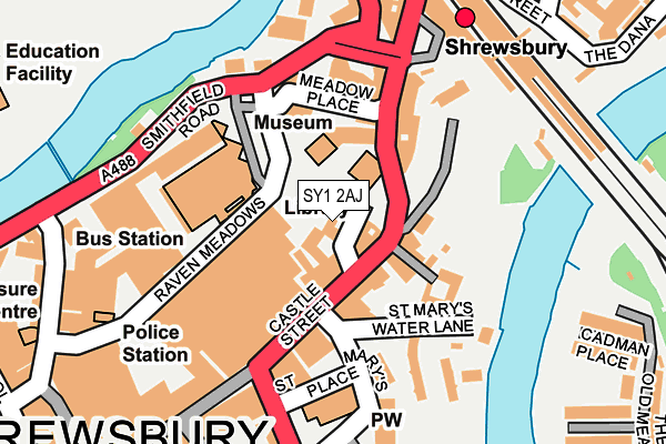 SY1 2AJ map - OS OpenMap – Local (Ordnance Survey)