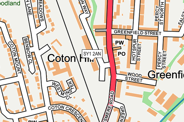 SY1 2AN map - OS OpenMap – Local (Ordnance Survey)